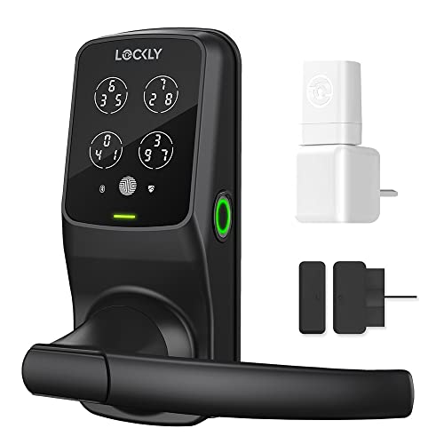 Lockly Secure Pro, Wi-Fi Smart Lock, Keyless Entry Door Lock, PIN Genie Keypad, 3D Biometric Fingerprint Sensor, Voice Control, Auto Lock - Matte Black (PGD628WMB) - Latch Edition