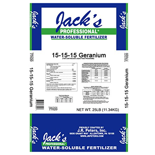 JR Peter's 77020 Jack's Professional Geranium 15-15-15 Fertilizer, 25 lb