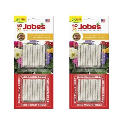 Jobes Fertilizer Spikes for Flowering Plants, 10-10-4 Time Release Fertilizer, 50 Spikes per Package (2 Pack)