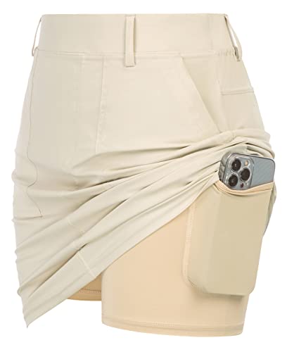 JACK SMITH Women Athletic Skort Plus Size Golf Tennis Skirts with Pockets, L JS0339 Khaki