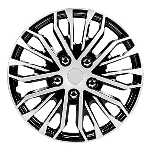 Pilot Automotive WH141-17S-B 17 Inch Apex Black & Silver Universal Hubcap Wheel Covers for Cars - Set of 4 - Fits Most Cars