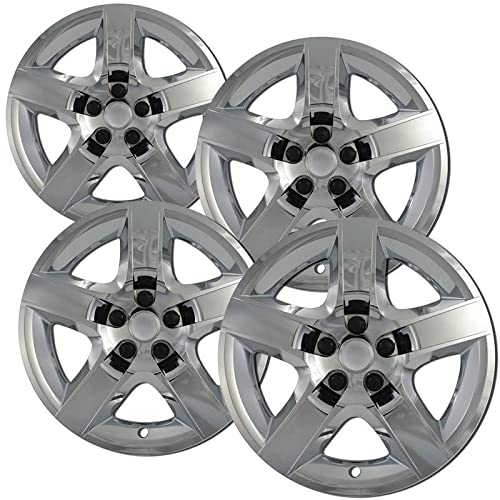 17 inch Hubcaps Compatible with 2008-2012 Chevrolet Malibu - Set of 4 Wheel Covers 17in Hub Caps Chrome Rim Cover - Car Accessories for 17 inch Wheels - Snap On, Auto Tire Replacement Exterior Cap