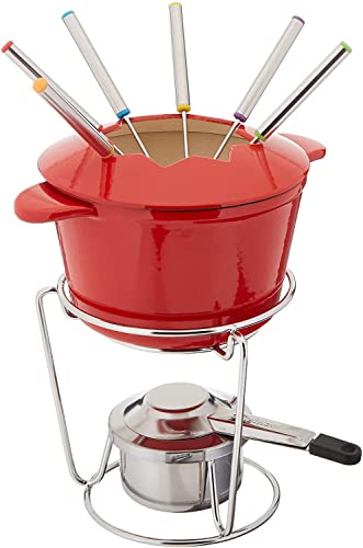 Cuisinart 13-Piece Cast Iron Fondue Set, Red