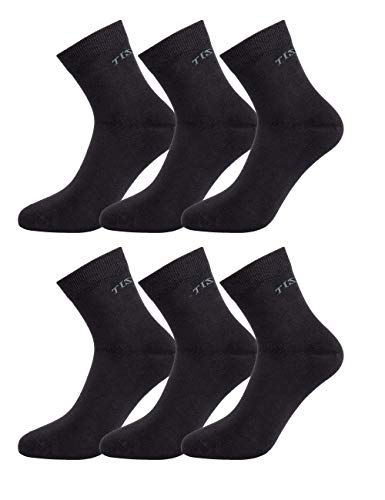 TISOKS Men's and Women's 6-Pack Black Quick Dry Quarter Crew Sports and Dress Socks