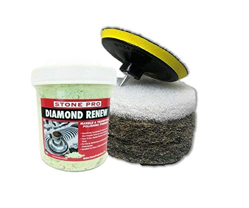 Stone Pro Diamond Renew Polishing Kit - Polishing Marble, Travertine & Limestone | Ready to Use Bundle with Hogs Hair Pads & Pad Driver, 1Lb