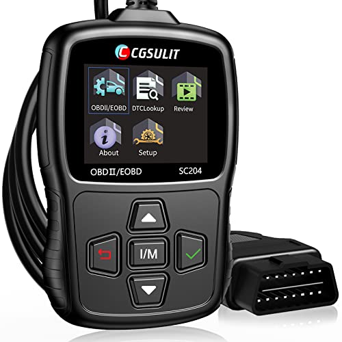 CGSULIT OBD2 Scanner SC204 Scan Tool, Check Engine Light Code Reader with Reset, One-Click I/M, Clear Error Code, DTC Lookup & More, Car Diagnostic Tool for All OBDII/EOBD Vehicles After 1996, Black