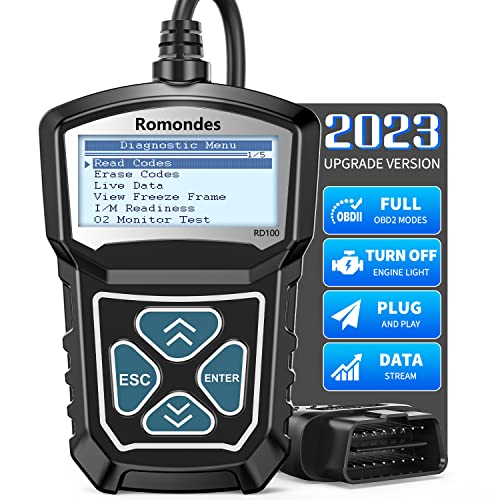 Romondes RD100 Car Code Reader Check Engine Light OBD2 Diagnostic Scan Tool, Read & Erase Engine Fault Codes for All Vehicles After 1996