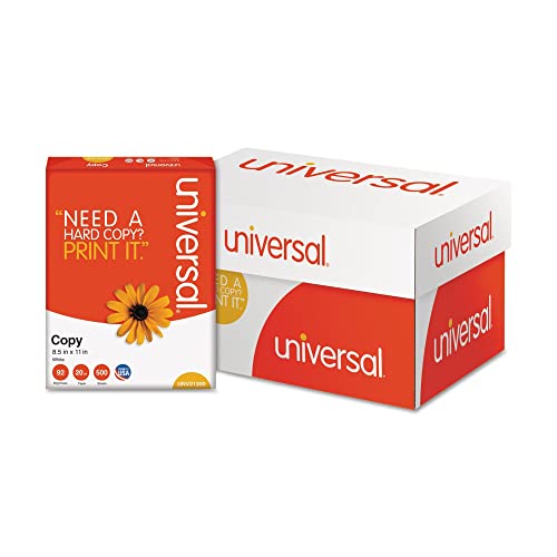 Universal 21200 Copy Paper, 92 Brightness, 20lb, 8-1/2 x 11, White (Case of 5000 Sheets)