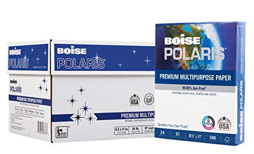 Boise Paper Premium Multipurpose Copy Paper | 8.5" x 11" Letter | 97 Bright White, 24 lb. | 10 Ream Carton (5,000 Sheets)