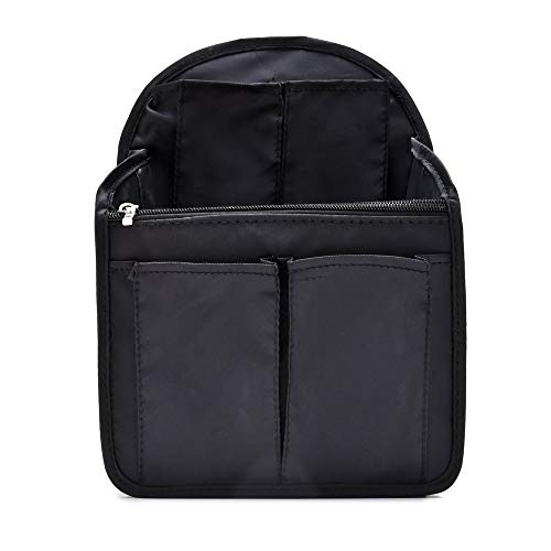 HOYOFO Mini Backpack Organizer Insert Small Bag Divider for Rucksack Purse Lightweight Nylon Shoulder Bag Organizer Insert, Black