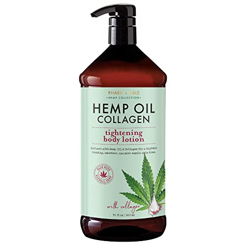 PHARM TO TABLE Hemp Oil and Collagen Body Lotion, Helps Hydrate and Nourish Dry Skin, Locks in Moisture, 32oz / 960ml