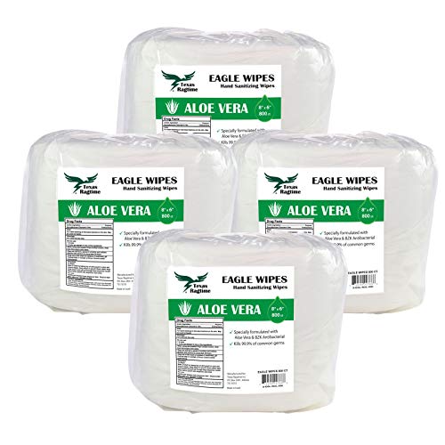 Texas Ragtime Eagle Wipes Gym Wipes with Aloe Vera 800 ct per Roll 3200 Sheets per Case Gym & Fitness Equipment Wipes Ideal for Yoga, Pilates Gym Wipes Refill Case of 4 Rolls