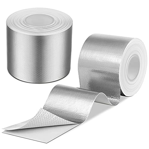 2 Rolls Heat Shield Tape Cool Tapes Aluminum Foil Heat Reflective Adhesive Heat Shield Thermal Barrier Foil Tape Self-Adhesive Heat Resistant Tape for Hose and Auto Use (Silver, 2 Inch x 32.8 ft)