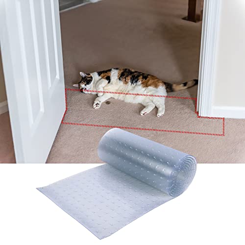 BiirBlue 8.2Ft Cats Dogs Carpet Protector, Pet Carpet Threshold Protector, Easy to Cut, Easy to Clean, Clear Non-Slip Vinyl Plastic Heavy Duty Floor Runner/Protector for Carpet