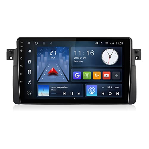 Aumume 9 inch Android 10 Double Din Car Stereo for BMW E46/M3/318/320/325/Rover 75/MG ZT Touchscreen Screen IPS 2+32G Car Radio with Carplay Android Auto Steering Wheel Support Backup Camera GPS Navi