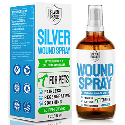Wound Spray for Pets  Colloidal Silver Wound and Skin Care for Dogs & Cats  Helps with Rashes, Hot Spots, Itch, Scratching, Skin Irritation, Bites & Burns  Safe if Licked (2 Oz, Wound Spray)