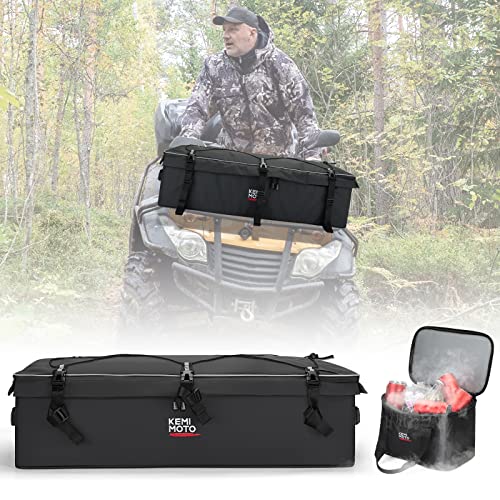 kemimoto ATV Gear Bag for Front Rear Rack, ATV Storage Bags Water-Resistant w/Adjustable Divider Board Additional Cooler, Rack Bag for Four Wheeler ATV UTV