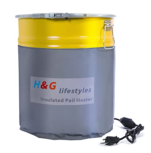 H&G lifestyles Insulated Pail Band Heater 5-Gallon Insulated Drum Heater 100 Watt 120 Volt Grease Keg Heater Temperature Adjustment