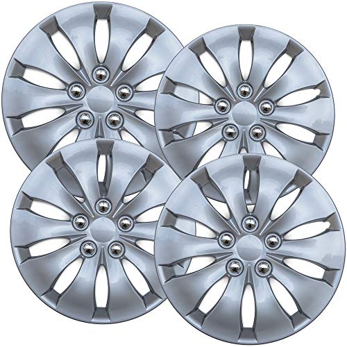 16 inch Hubcaps Best for 2008-2012 Honda Accord - (Set of 4) Wheel Covers 16in Hub Caps Silver Rim Cover - Car Accessories for 16 inch Wheels - Snap On Hubcap, Auto Tire Replacement Exterior Cap