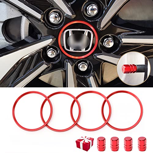 for Honda CRV Civic Accord CR- V XRV HRV Wheel Center Caps Hub Rings, Sport Stickers TireHubcap Trims Decoration for Civic 2016-2022 Aluminum Alloy (Red)