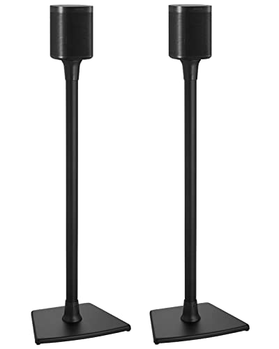 SANUS Wireless Speaker Stands Pair Designed for Sonos One, One SL, and Play:1 - Easy, 15-Minute Assembly, Built-in Cable Management - Black / Pair