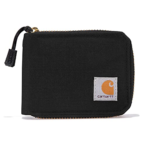 Carhartt Men's Standard Canvas Zip, Durable Zippered Wallets, Nylon Duck (Black), One Size