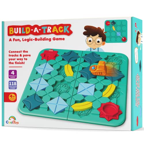 CoolToys Build-A-Track Brain Teaser Puzzles for Kids Ages 4-8 - Educational Smart Logic Board Game for Children, 4 Levels & 100+ Skill-Building Challenges, Fun Home & Travel Boys & Girls STEM Activity