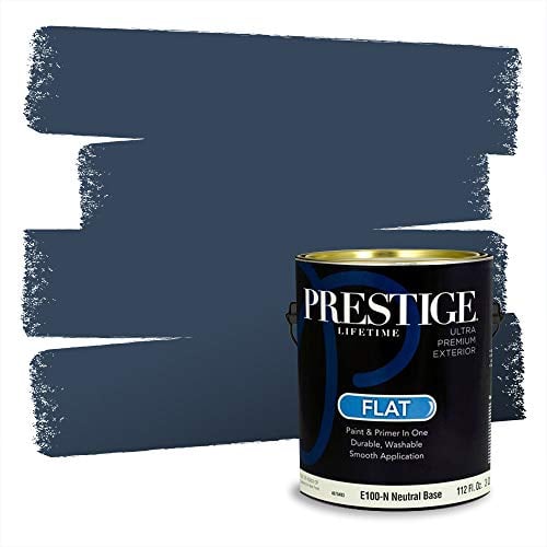 PRESTIGE Paints Exterior Paint and Primer In One, 1-Gallon, Flat, Comparable Match of Behr* Compass Blue*