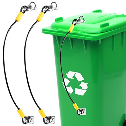 WXJ13 2 Pack Trash Can Lock Metal Outdoor Trash Can Lid Lock Animal Trash Can Lock Durable Steel Wire Rope for Prevent Garbage Spillage