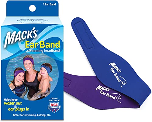 Macks Swimming Headband  Best Swimmers Headband  Doctor Recommended to Keep Water Out and Hold Ear Plugs in - Official Swimming Ear Band of USA Swimming