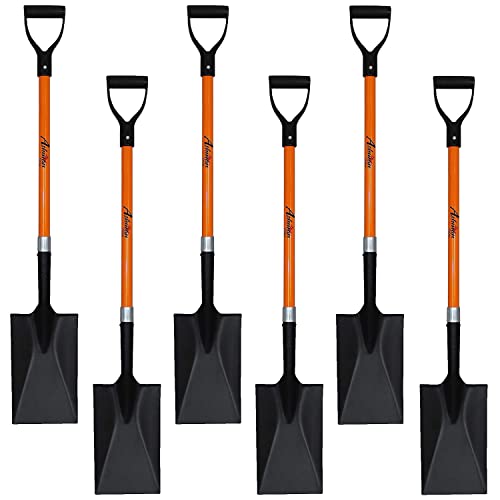 Ashman Spade Shovel (6 Pack)  41 Inches Long D Handle Grip  The Single Shovel Weighs 2.2 Pounds and has a Durable Handle  Premium Quality Multipurpose Orange Spade Shovel with Strong Build.