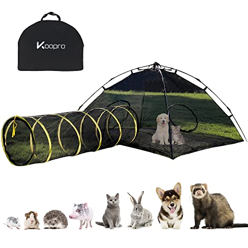 KOOPRO Outdoor Cat Enclosures Catio Cat Tunnel Cat Tent Cat House for Outside (Cat Tent w/Run Tunnel)