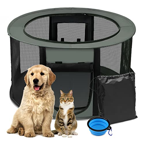Morpilot Puppy Playpen, (Ultra Sturdy) Dog Cat Playpen Indoor Outdoor Portable Kitten Cat Tent Crate Cage Pen for Small Dogs Pet Cats Outside (Small Size, Black)