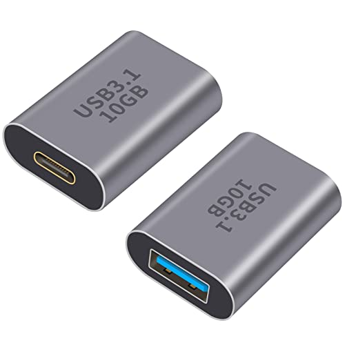 Poyiccot USB A to USB C Adapter, 2Pack USB C to USB 3.1 Adapter, 10Gbps USB A Female to USB C Female Converter Bi-Directional (USB 3.1 Type C Gen2) Compatible with iPhone, MacBook Pro, Laptop
