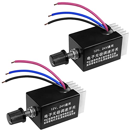 mxuteuk 2PCS 12V/24V DC Motor Speed Controller Switch Universal Electronic Stepless Speed Regulator Switch for Car Truck Fan Heater Control M-H-002