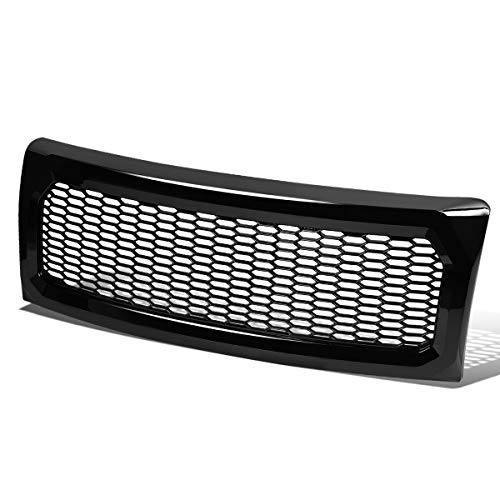 Glossy Black Badgeless Honeycomb Mesh Style Front Bumper Hood Grille Grill Compatible with Ford F-150 12th Gen 09-14