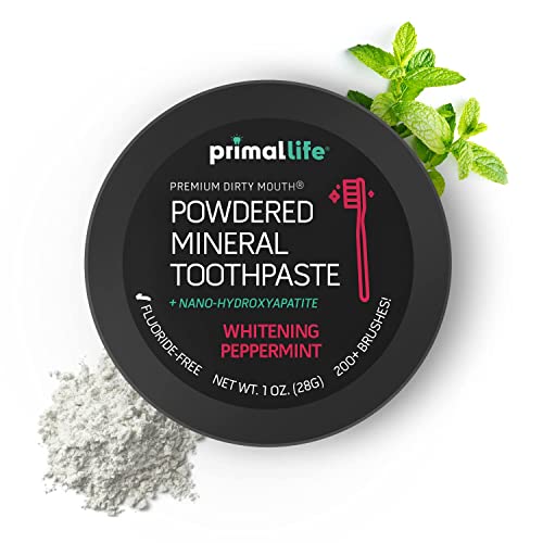 Primal Life Organics - Dirty Mouth Toothpowder, Activated Charcoal Tooth Cleaning Powder, Essential Oils with Kaolin & Bentonite Clay, Good for 200+ Brushings, Organic, Vegan (Black Peppermint, 1 oz)