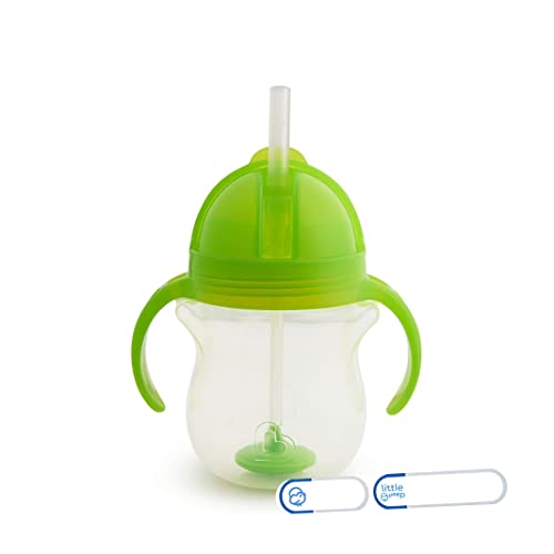 Munchkin Any Angle Weighted Straw Trainer Cup with Click Lock Lid, 7 Ounce, Green