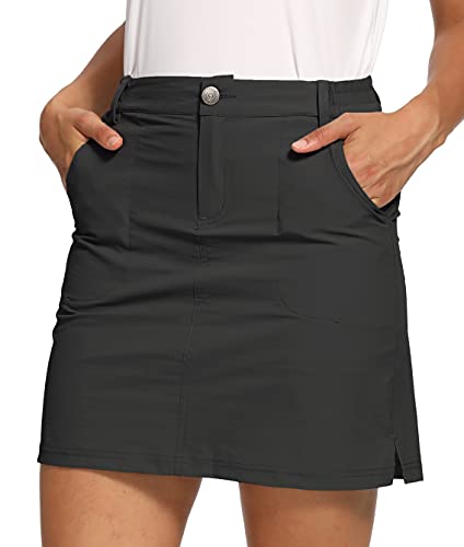 LastFor1 Women's Outdoor Skort Golf Skorts Active Athletic Skort UPF 50+ Hiking Casual Skirt Quick Dry with Pockets Dark Grey M