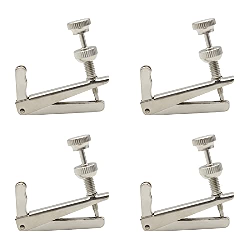 KAIY 4Pcs Violin Fine Tuners for 4/4-3/4 Violin, String Adjusters Metal Stable-Style Anti Rust, Silver