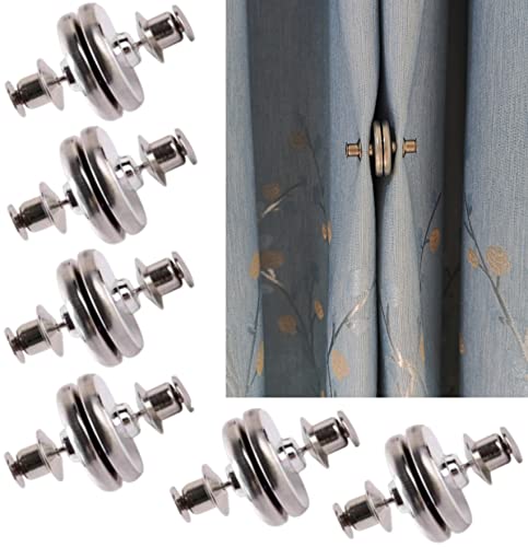 Yteseery 6 Pairs Magnetic Curtain Clips, Curtain Weights Magnets for Thin Drapery, Curtain Magnets Closure Prevent Light Leaking, Double Sided Magnetic wtih Strong Heavy Magnets Plus Size 0.98inch