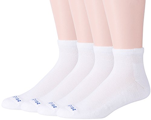 MediPeds mens 8 Pack Diabetic Quarter With Non-binding Top casual socks, White, Shoe Size Men s 7-12 Women 10-13 US