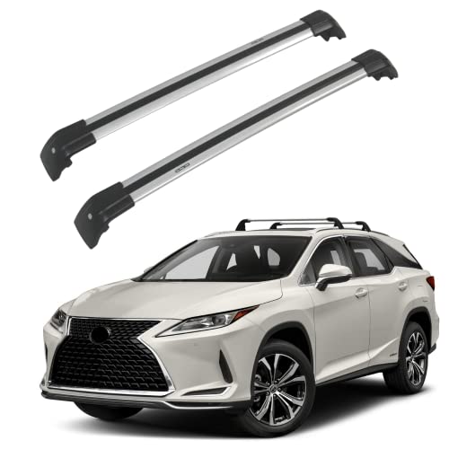 Roof Rack Silver Cross Bars fit for Lexus RX 2016-2022 RX350 RX350L RX450L RX450hL (with Flush roof Rails) Cargo Kayak Bike Snowboard Skiboard