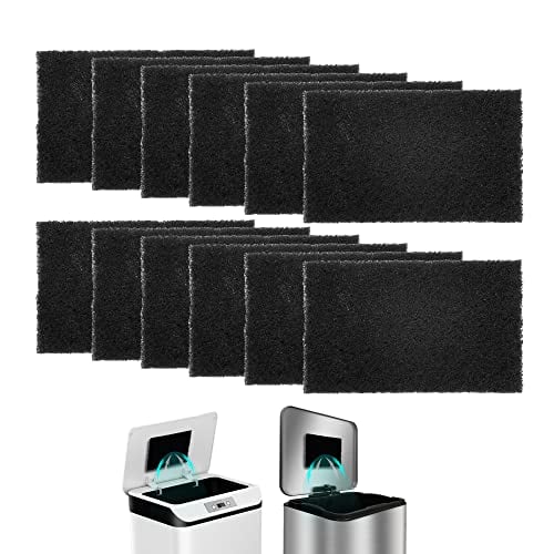 12-Pack Universal Trash Can Odor Absorbing Filters, Activated Charcoal Deodorizer for Trash Cans, Compost Buckets, Countertop and Recycle Bins (Square)