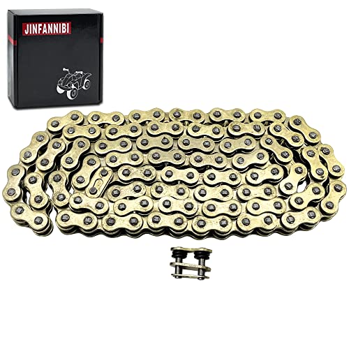 JINFANNIBI 415H-110L 415 Chain 110 Links O-Ring Gold Color with Connector Link 415H Heavy Duty Chain Gas Bike Chain for 49cc 60cc 66cc 80cc 2 Stroke Engine Motorized Bike