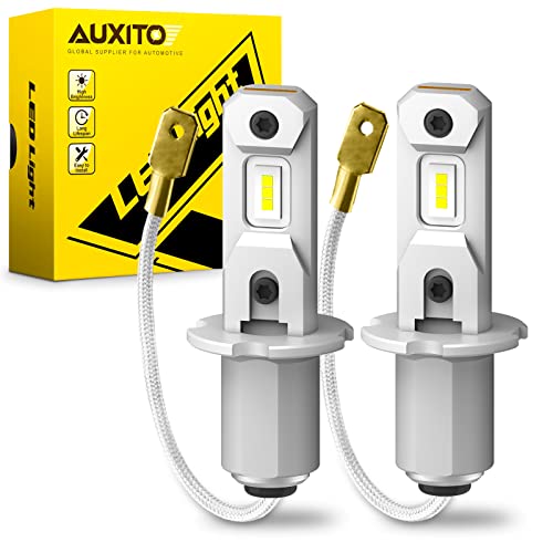 AUXITO H3 LED Fog Light Bulbs 6500K White, 300% Brighter CSP Chips, 1:1 Mini Size, Plug n Play, H3ll LED Bulb Light for Fog Lamp, DRL, High/Low Beam, Pack of 2