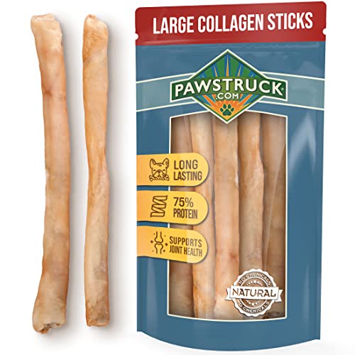 Pawstruck Beef Collagen Sticks for Dogs, Long Lasting Chews for All Breeds, 5-Count Bully Sticks and Rawhide Alternative Treats w/Chondroitin & Glucosamine, Low Fat & High Protein Dental Treats