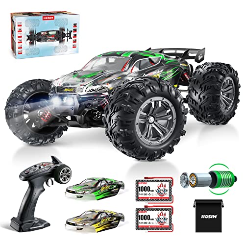 Hosim 2845 Brushless 60+ KMH 4WD High Speed RC Monster Truck, 1:16 Scale RC Car All Terrain Off-Road Waterproof 2.4GHZ Hobby Grade Remote Control Vehicle for Adults Children(Green)