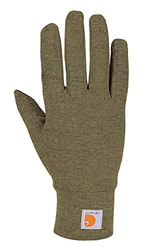 Carhartt mens Heavyweight Force Liner Cold Weather Gloves, Burnt Olive Heather, Large US