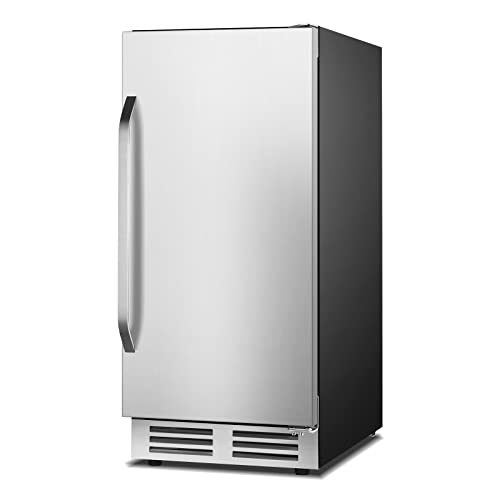 Beverage Refrigerator Cooler 15 Inch,127 Cans Beverage Fridge with French Door Under Counter Built-in or Freestanding, Equipped with Powerful and Quiet Compressor, Perfect for Beer, Cola